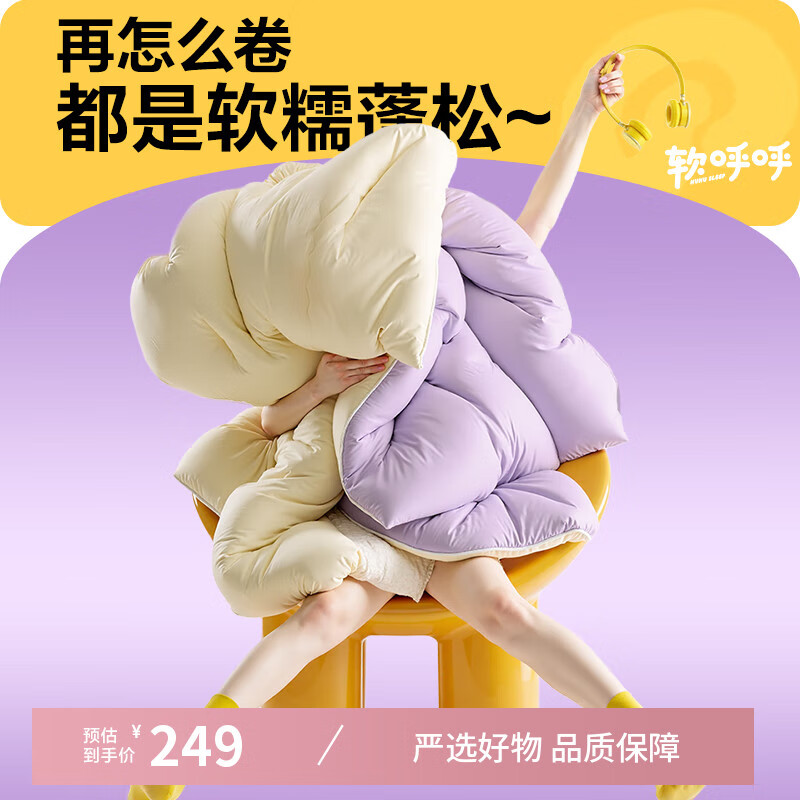 网易严选瑞士蛋卷被 A类抗菌空调被子 大豆纤维冬被 3650g 220*240cm 芋紫