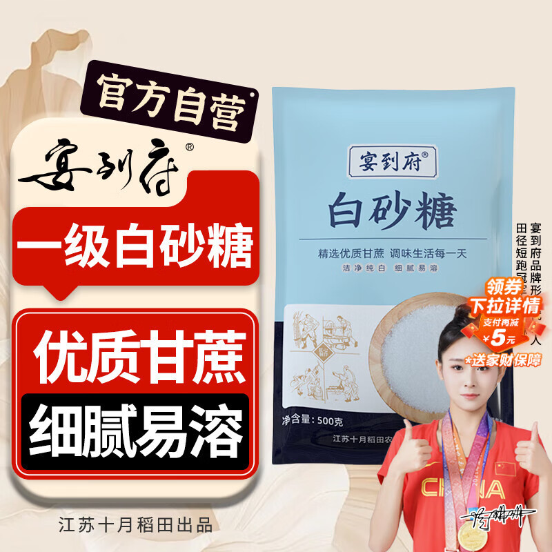 宴到府一级白砂糖500g 家用厨房调味品白糖 烹饪烘焙食糖 咖啡奶茶伴侣