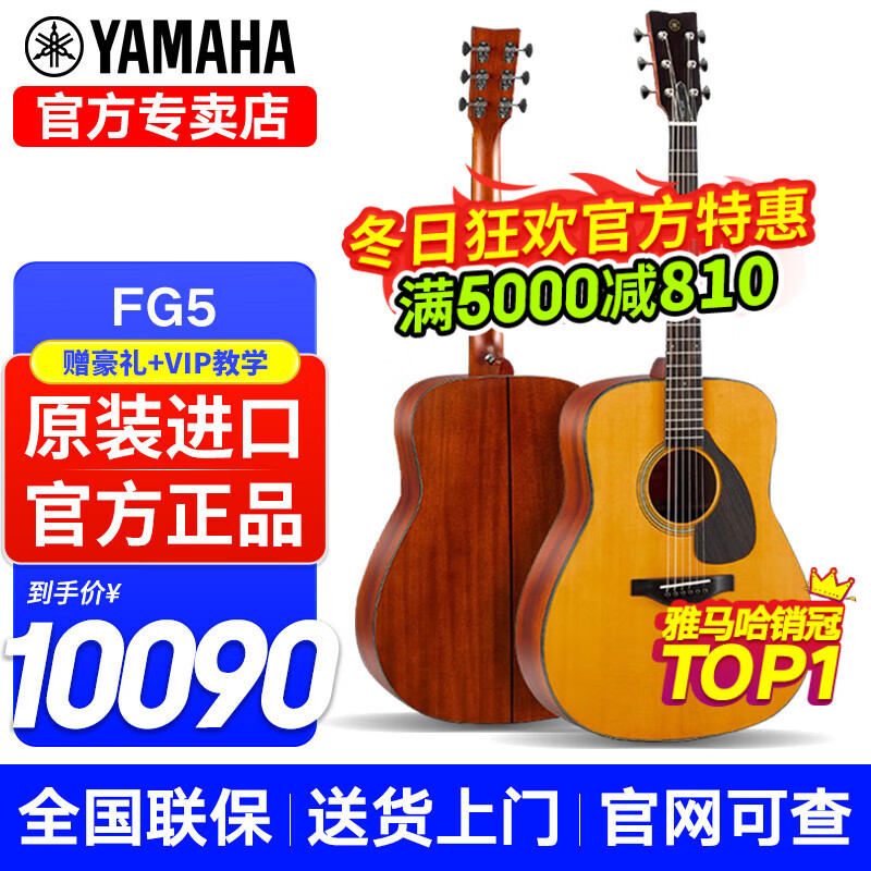 雅马哈（YAMAHA）FG5/FG3/FGX3/FGX5/FS5/FS3红标全单民谣吉他电箱专业指弹木吉它 FG5原声-全单41英寸【日产哑光】