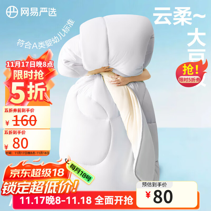 网易严选大豆被A类抗菌10%大豆纤维被夏凉被夏季空调被单双人被子 云杉灰-冬被 150*200cm（适合1.2m/1.5m床）