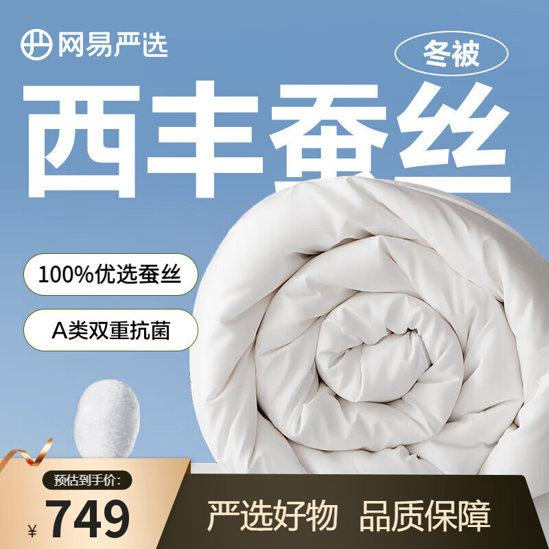 网易严选A类抗菌大提花100%蚕丝被 优质蚕丝千层网工艺亲肤面料四季通用 【抗菌大提花100%蚕丝被】冬被 200*230cm