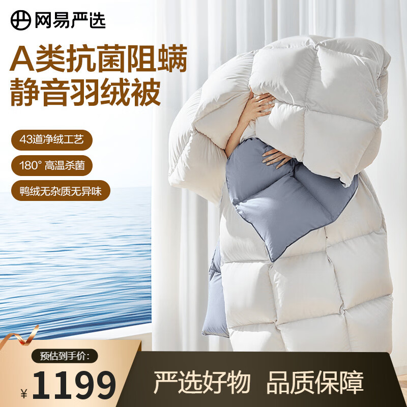 网易严选被子羽绒被鸭绒被 90%白鸭绒A类抗菌阻螨静音冬被 1000g 2*2.3m