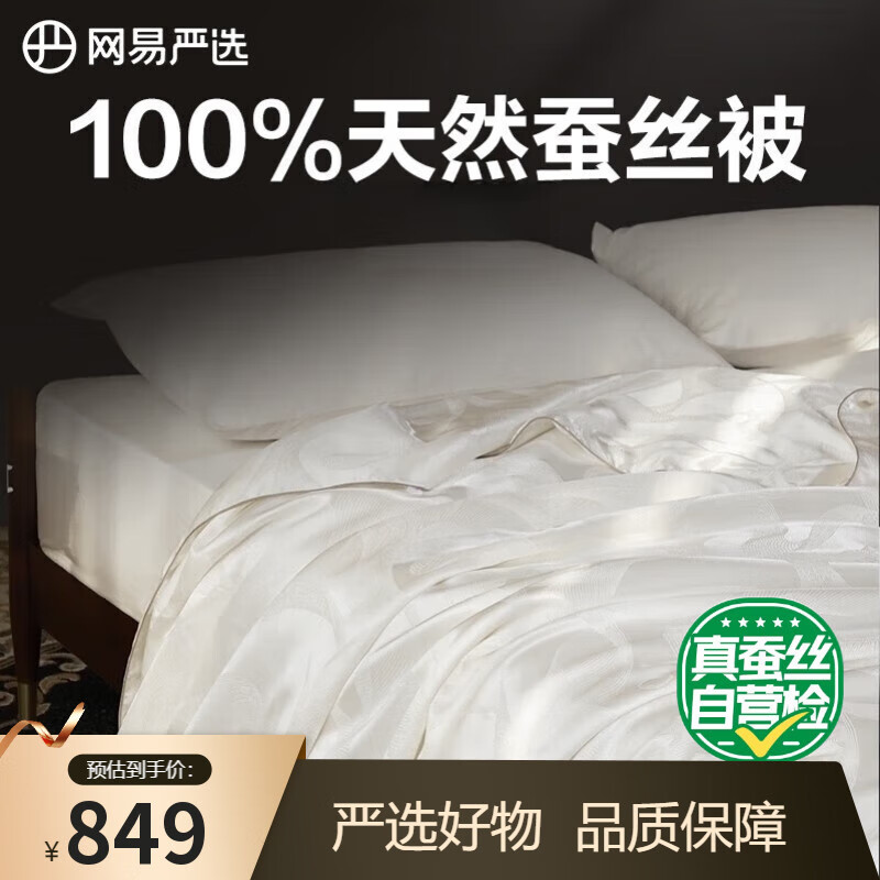 网易严选蚕丝被子母被芯A类100%天然蚕丝抗菌大提花二合一被1750g 2*2.3m