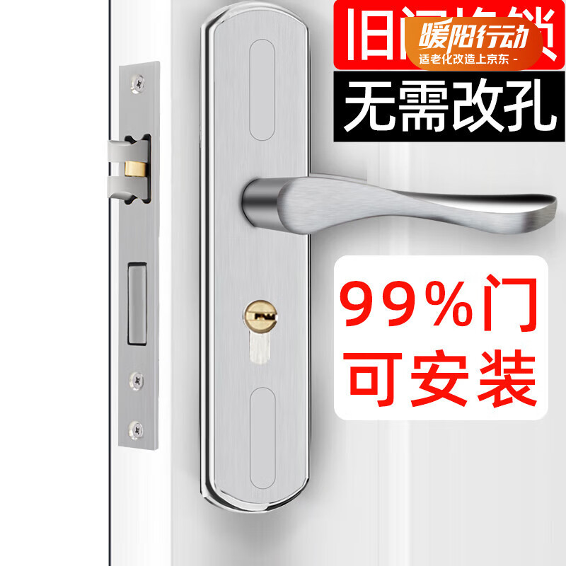 虎顿（HOTUN）卧室门锁室内家用通用型房门木门免改孔换锁手柄执手KTS04-160