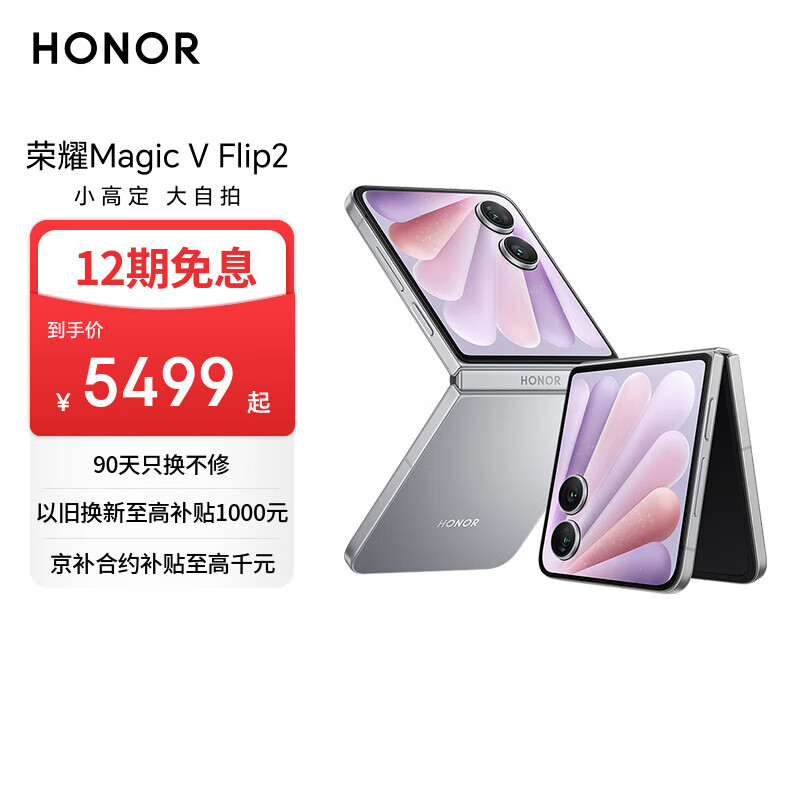 荣耀Magic V Flip2 小折叠屏 国家补贴 AI 2亿写真自拍 5500mAh青海湖电池 12+256钛空灰 拍照 5G手机