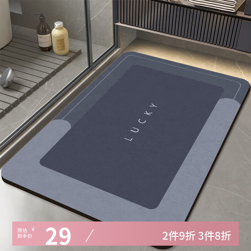 布迪思浴室地垫吸水入户厨房卫生间厕所进门口防滑脚垫家用垫子60*40CM