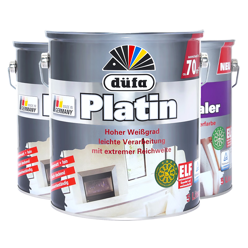 都芳（DUFA） 【绿色家居】原装进口德国都芳钻石乳胶漆套装15L(2面漆+1底漆) 白色 5L*3