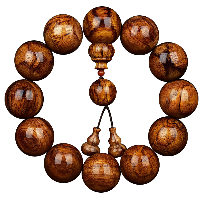 今古樓18mm大黑線虎皮炫紋海南黃花梨手串海黃老料文玩佛珠男款手鏈 JHM2658