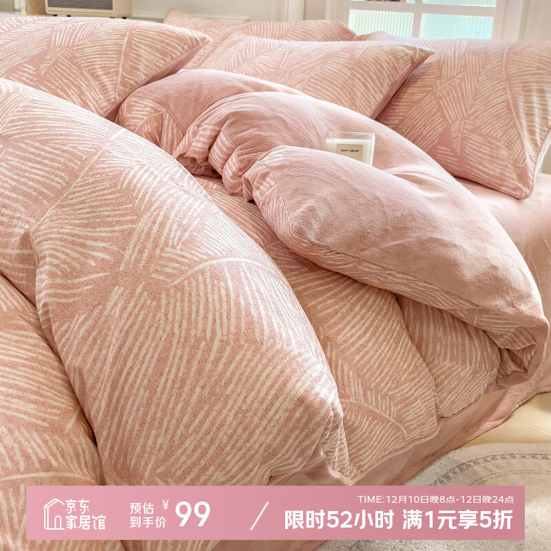 苏萱冬季ab面纯棉牛奶绒床上四件套全棉磨毛被套床单珊瑚法兰绒面床品 秘境 2.0m 床单款 四件套-被套220x240cm
