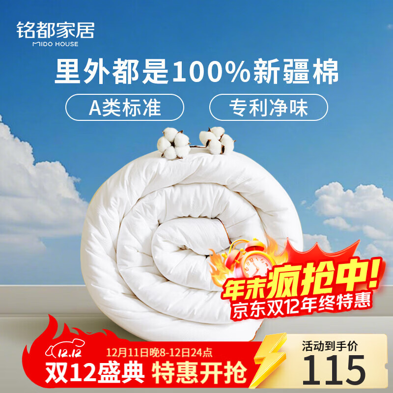 MIDO HOUSE新疆棉花被芯100%纯棉花四季被子棉柔保暖春秋被天然亲肤棉花被 A类100%全棉提花棉花被 夏被 1