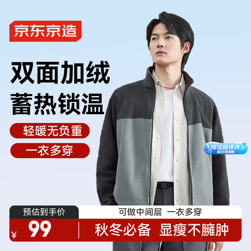 京东京造夹克外套男冲锋摇粒绒衣服女25秋季新款抓绒衣 深灰 XL