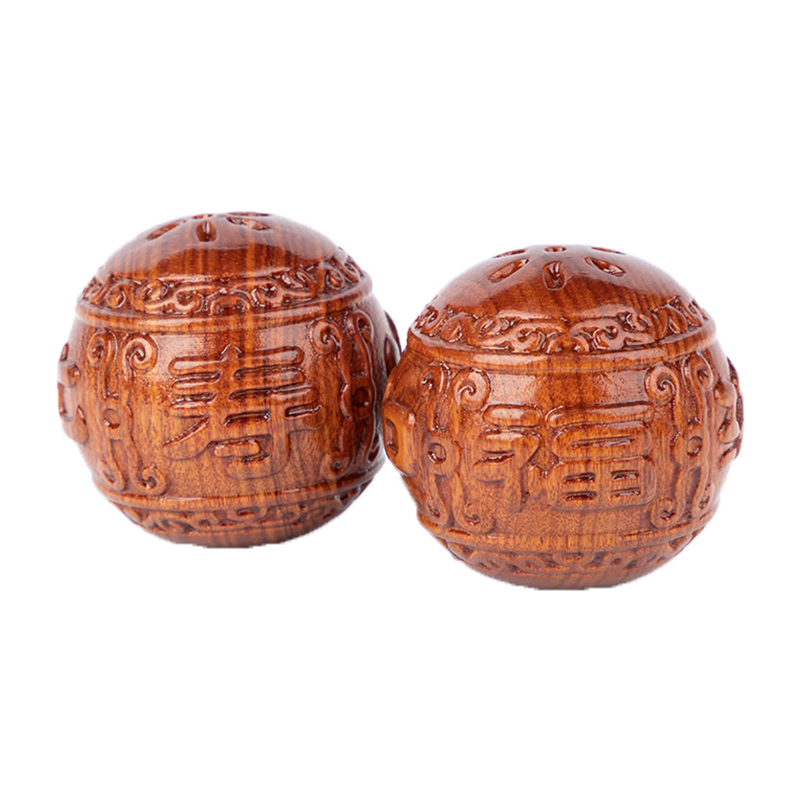 檀木保健身手球按摩手轉(zhuǎn)球爸父親節(jié)禮物中老年人生日禮物長(zhǎng)輩祝壽 花梨木壽比南山福如東海手球一對(duì)