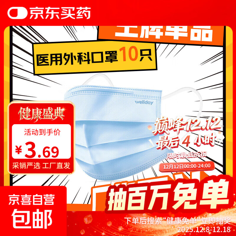 一次性医用外科口罩三层防护灭菌级成人外科防病毒细菌雾霾防风 成人【外科灭菌级】蓝色10只