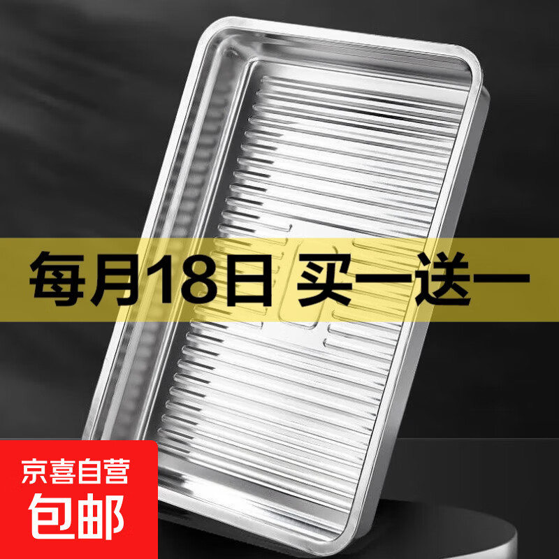 不锈钢烤鱼盘长方形深盘托盘鱼盘家用电磁炉专用烤鱼炉 无柄【25*20*4cm】迷你款