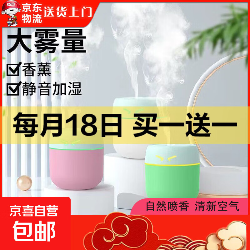 迷你加湿器静音便携喷雾加湿器空气净化器补水小夜灯礼物喷香机 加湿器【颜色随机】 1个