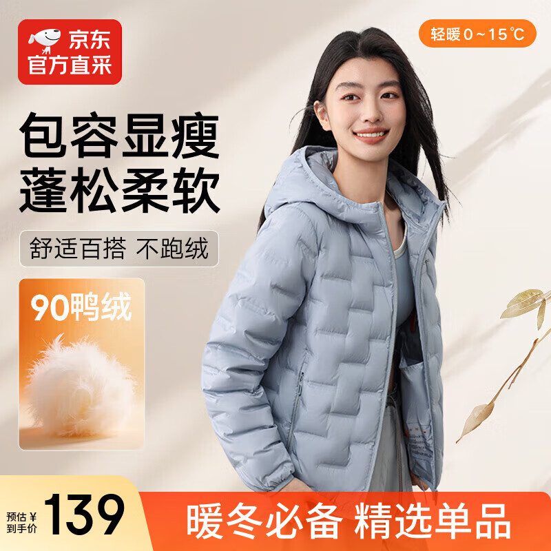 IKELUOZI2025秋季新款女士羽绒服90绒直充轻薄时尚休闲百搭保暖舒适外套 蓝色 2XL