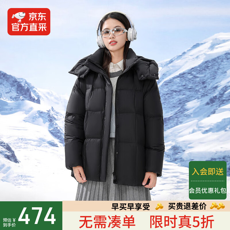 古迪企鹅【时尚简约】可拆卸帽短款保暖羽绒服百搭甄选高品质鸭绒通勤日常 静谧黑 M (160)