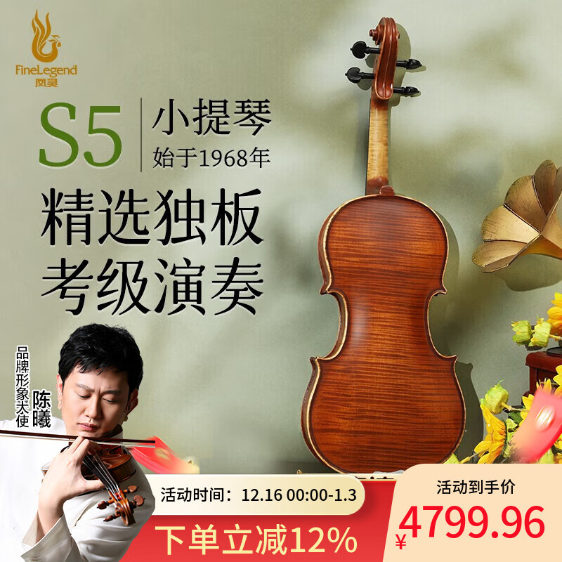 凤灵（FineLegend）小提琴儿童成人专业考级演奏级独板手工小提琴初心S5 4/4
