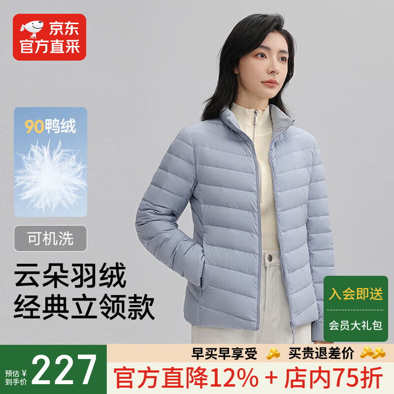 IKELUOZI2025秋季新款修身短款保暖外套立领轻薄羽绒服女 冰川蓝 2XL