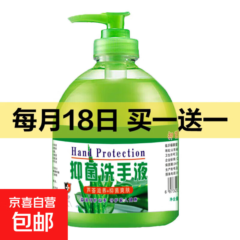 芦荟洗手液芦荟抑菌洗手液清香型装儿童防护按压瓶学生儿童 1瓶洗手液