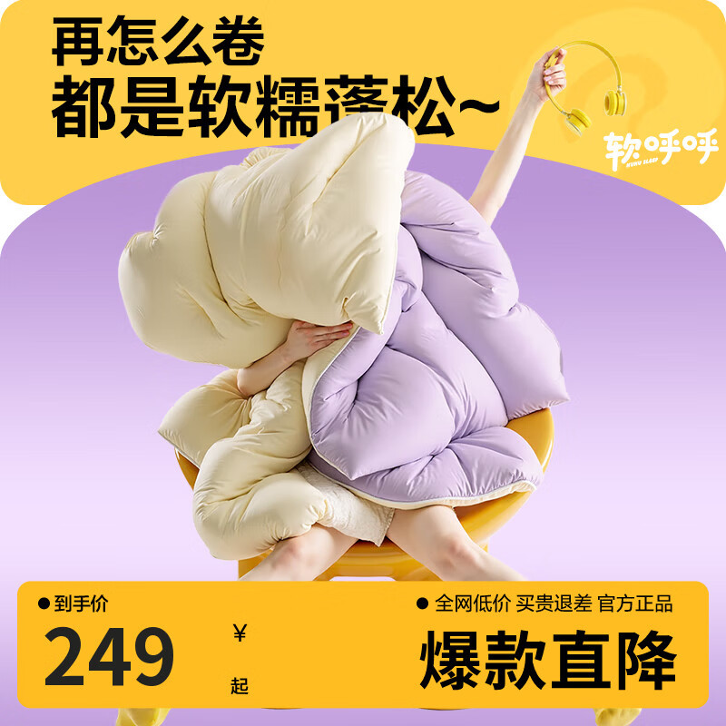 网易严选瑞士蛋卷被 A类抗菌空调被子 大豆纤维冬被 3650g 220*240cm 芋紫