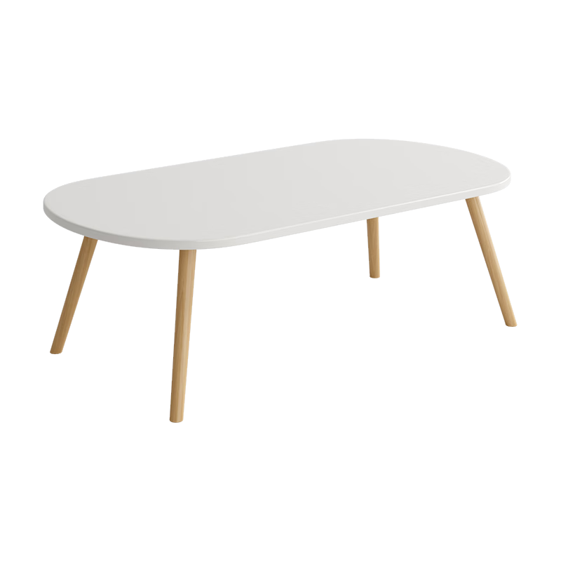 木匠印記客廳茶幾飄窗桌簡(jiǎn)約小空間小炕桌橢圓矮桌喝茶桌雙層桌幾 【單層】暖白色80*40*42cm