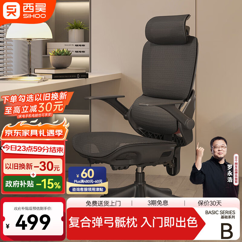西昊B100Lite 人体工学椅办公椅电脑椅子人工力学座椅久坐电竞椅学习