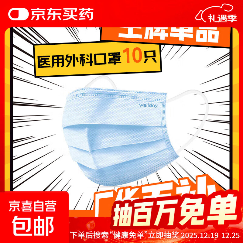 一次性医用外科口罩三层防护灭菌级成人外科防病毒细菌雾霾防风 成人【外科灭菌级】蓝色10只