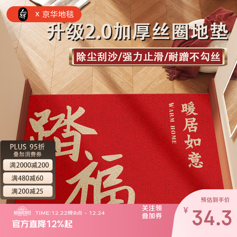京华好运入户门地垫红色高级感门口进门门垫除尘耐磨丝圈脚垫支持定制 马年大吉-L01-丝圈 50cm*80cm