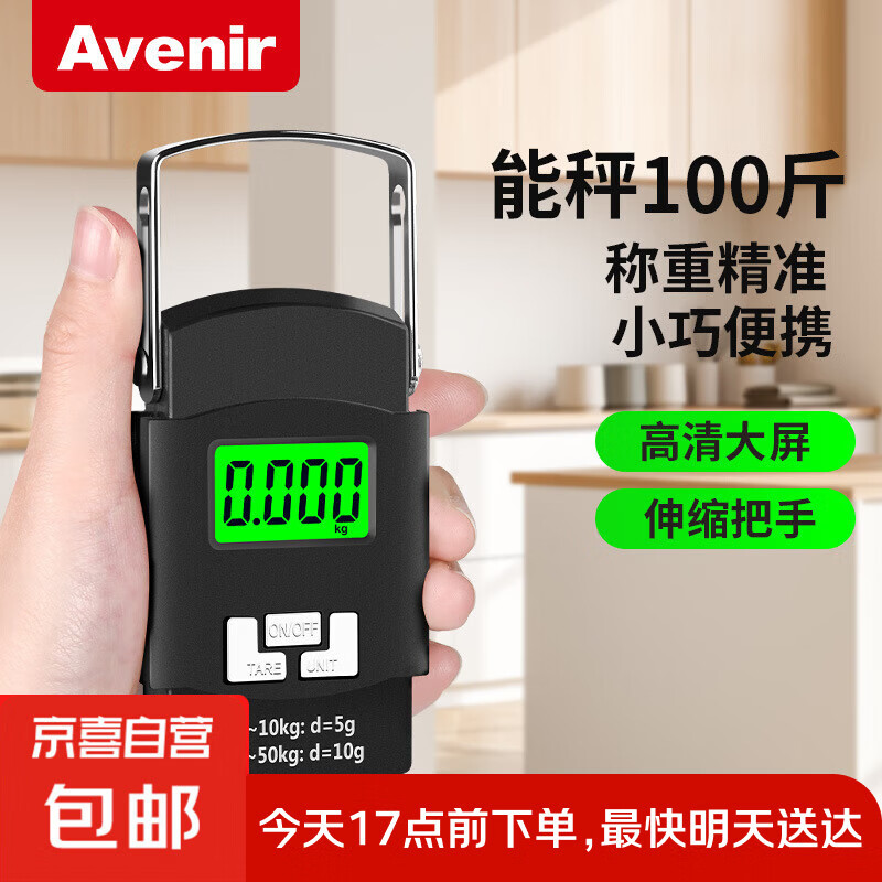 100斤高精度手提电子秤小型快递称便携式家用钩商用吊勾弹簧行李 手提电子秤-100斤电池款 电池款
