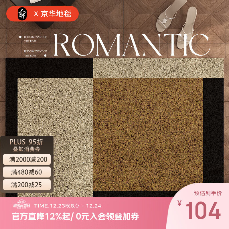 京华入户门地垫2025新款可擦洗防滑入门地毯进门门垫耐脏玄关丝圈脚垫 方幻格05人气最高 80cm*120cm 适合家庭