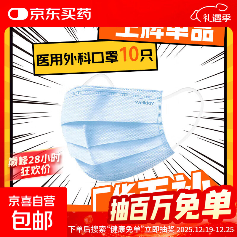 一次性医用外科口罩三层防护灭菌级成人外科防病毒细菌雾霾防风 成人【外科灭菌级】蓝色10只