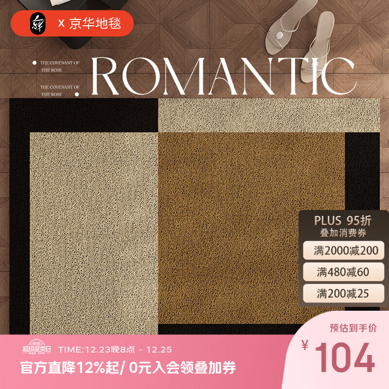 京华入户门地垫2025新款可擦洗防滑入门地毯进门门垫耐脏玄关丝圈脚垫 方幻格05人气最高 80cm*120cm 适合家庭