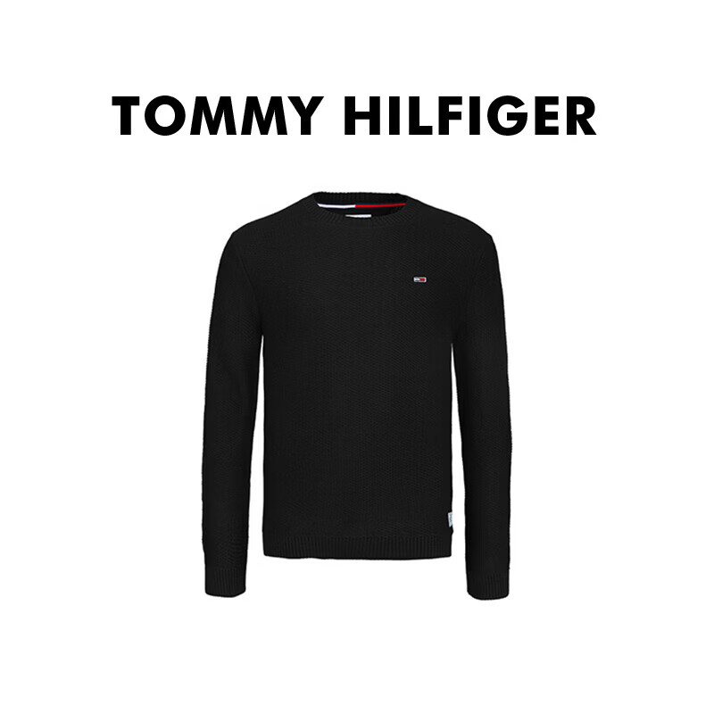 Tommy Hilfiger春夏新款潮流休闲男长袖毛衣打底衫礼物DM0DM15060黑