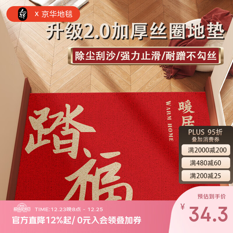 京华好运入户门地垫红色高级感门口进门门垫除尘耐磨丝圈脚垫支持定制 马年大吉-L01-丝圈 50cm*80cm