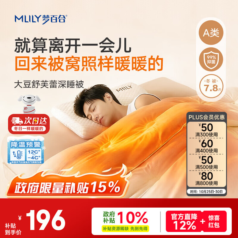 �ΰٺϣ�MLILY������ά��оA���־��Ӻ񶬱�200x230cm ��ܽ�ٴ󶹱��Ӷ���7.8�� 176.4Ԫ