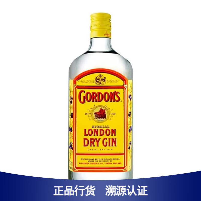 哥顿（Gordon’s）品牌推荐 哥顿金酒琴酒伦敦干杜松子酒特选露酒 南非进口洋酒 750mL 1瓶