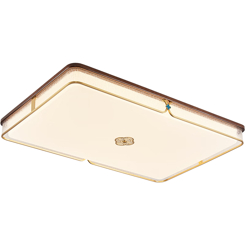 經(jīng)典茗家照明（JINGDIANMINGJIA）全銅新中式吸頂燈實木方形臥室燈餐廳房間書房led現(xiàn)代簡約吸頂燈 116長幸運草/TM智能+遙控/240w