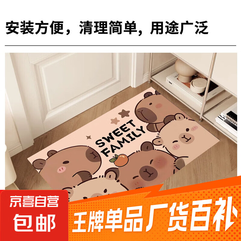 卡通通用汽车脚垫卡通入户水晶绒脚垫防尘耐脏好清理 卡通地垫01 40CM*60CM