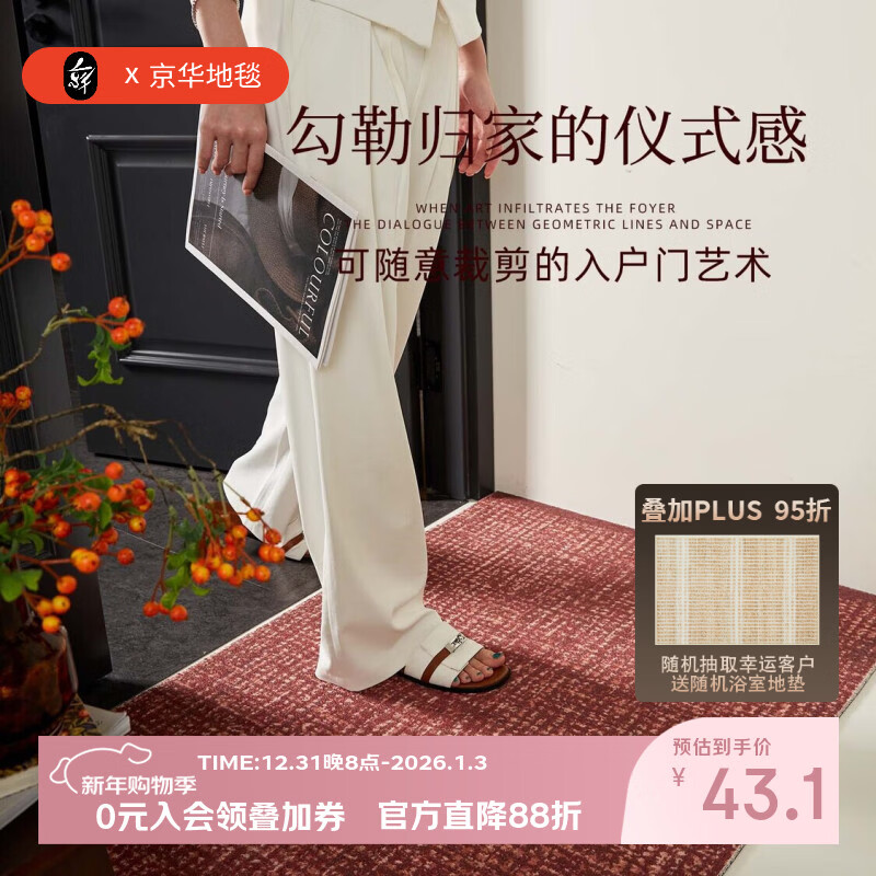 京华入户门地垫2025新款高级室外门口耐脏防滑丝圈脚垫玄关地毯进门垫 冰晶纹80%客户的选择 50cm*80cm 蹭土除尘