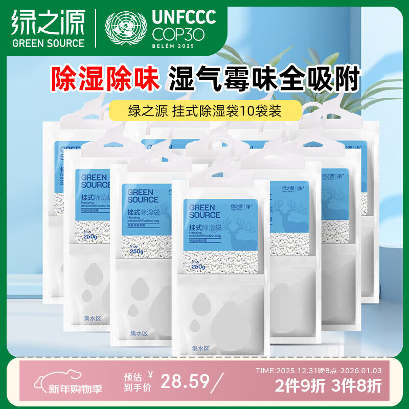 绿之源可挂式除湿袋250g10袋大容量衣柜宿舍床上被子除湿剂干燥剂吸湿包