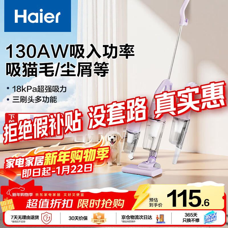 海尔（Haier）吸尘器家用 有线手持推杆二合一 大功率大吸力 轻量车辆清洁 宠物毛发清洁HSC-S802A
