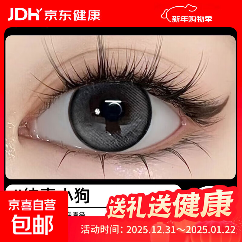 【限时清仓】2片装半年抛美瞳小直径14.2彩色隐形眼镜不伤眼 纯真小狗14.2mm 0度