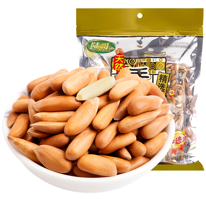 陸哥巴西松子500g阿富汗手剝松子年貨節(jié)堅果炒貨開口大顆粒休閑零食 新日期/500g1袋【約20小包】