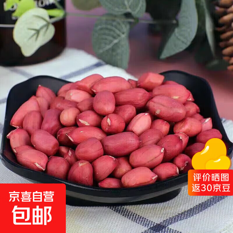 红皮花生 四粒红花生仁带壳花农家新货带壳红花生米五谷杂粮 红皮花生米1斤