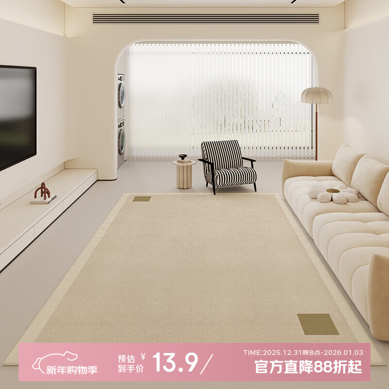 尚锐地毯客厅轻奢高级感防水防滑奶油风大尺寸免洗可擦沙发卧室书房 与尔-G[高密度圈绒] 40x60厘米[体验款
