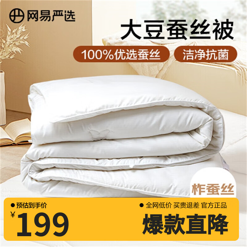 网易严选蚕丝大豆被 A类100%柞蚕丝抗菌 被子蚕丝被春秋被 4.1斤200*230cm