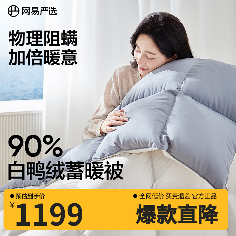 网易严选被子羽绒被鸭绒被 90%白鸭绒A类抗菌阻螨静音冬被 1000g 2*2.3m