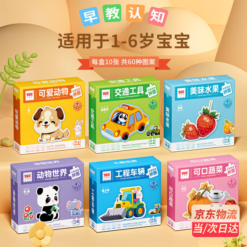 奕思瑞儿童拼图1-3-6岁宝宝平图拼图早教益智玩具2岁男孩女孩生日礼物