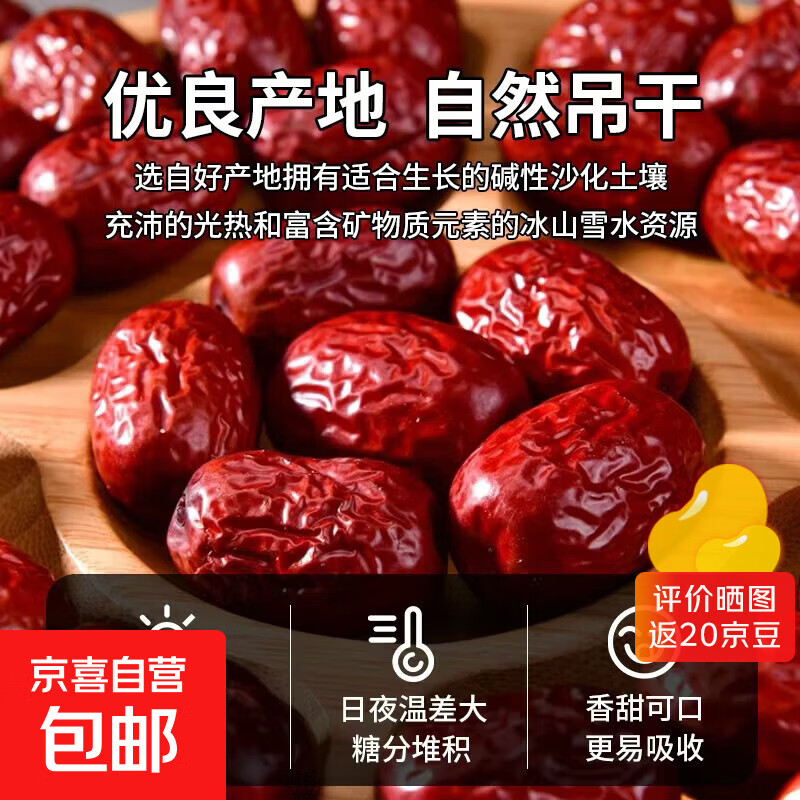 灰枣皮薄枣超特级干货好吃健康正宗大枣红枣山西仓发 500g*1袋 和田骏枣
